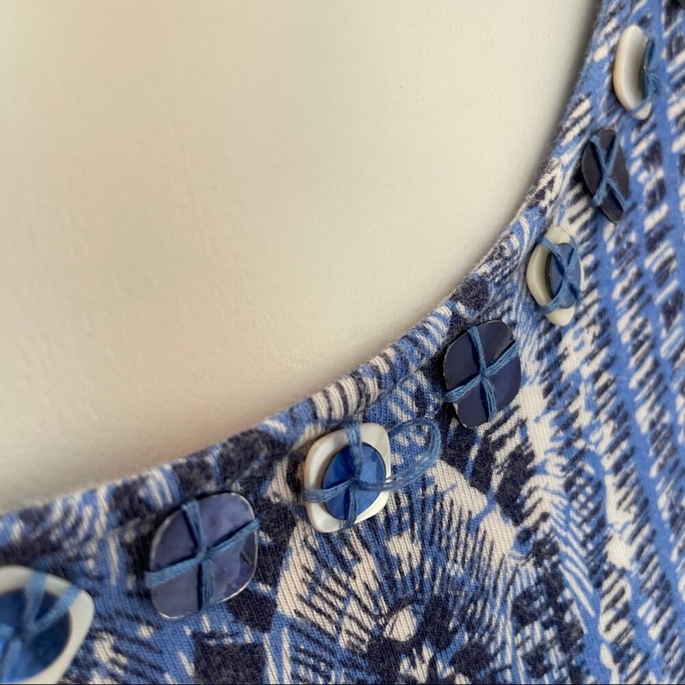 Ruby Rd. Top Patterns Tee Side Tie Button Collar - Picture 6 of 9